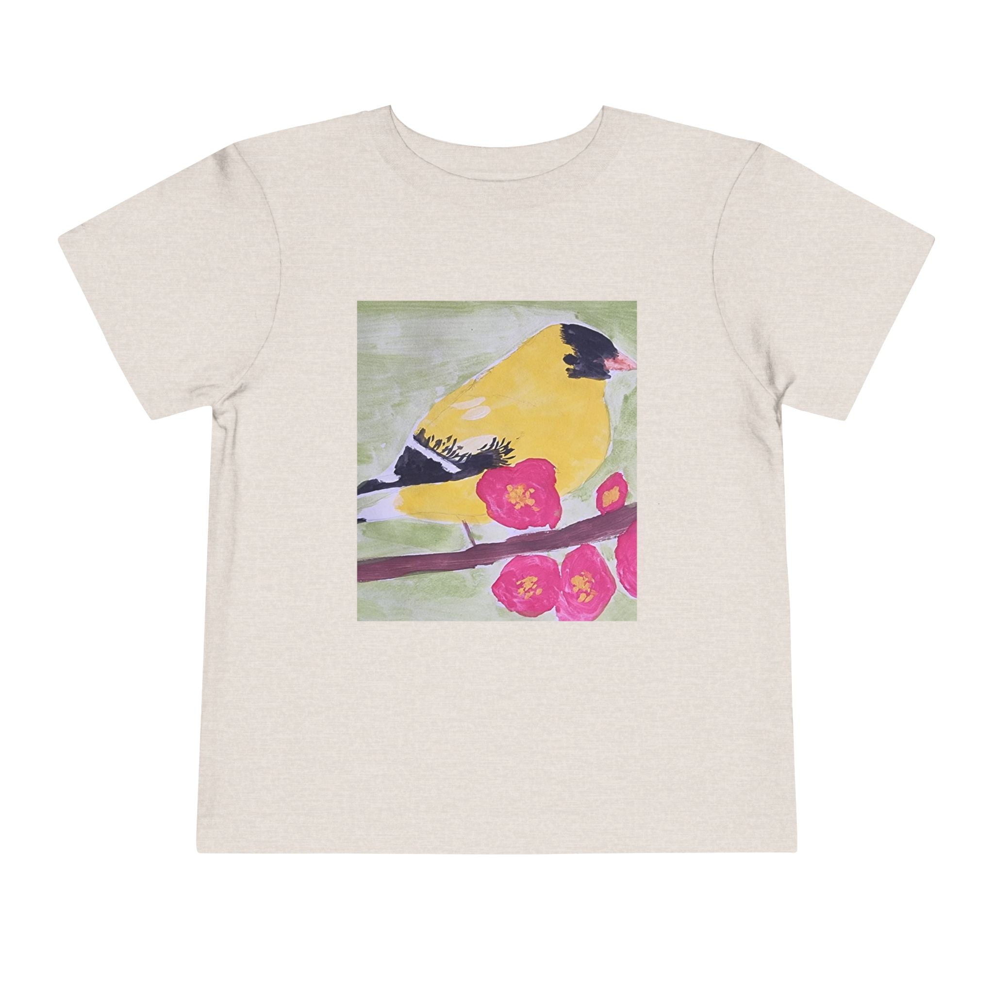 Yellow Goldfinch on Cherry Blossom Branch | Kids Spring Bird Shirt