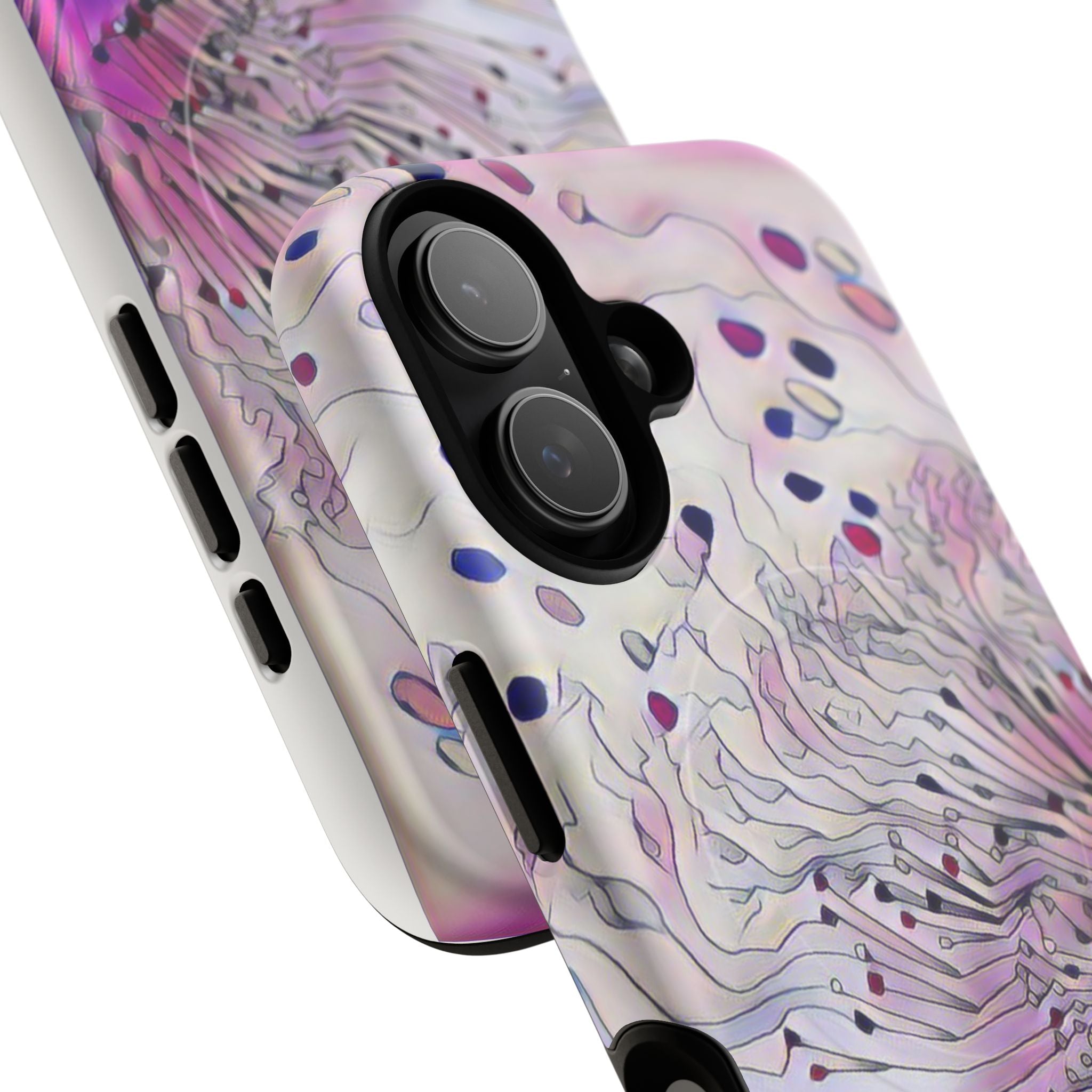 Floral Burst Tough Magnetic Phone Case — Pink Purple Abstract Dandelion Design