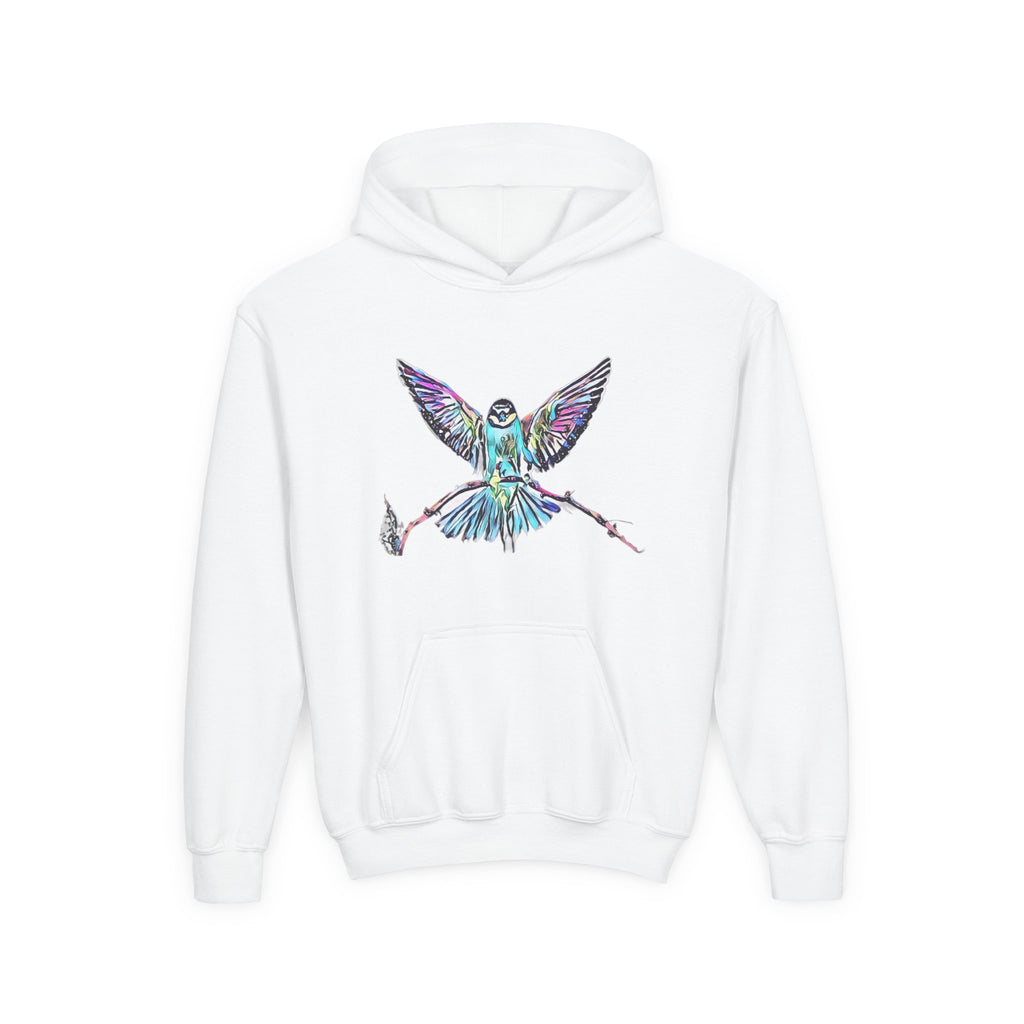 Youth Hoodie — Colorful Flying Bluebird Graphic