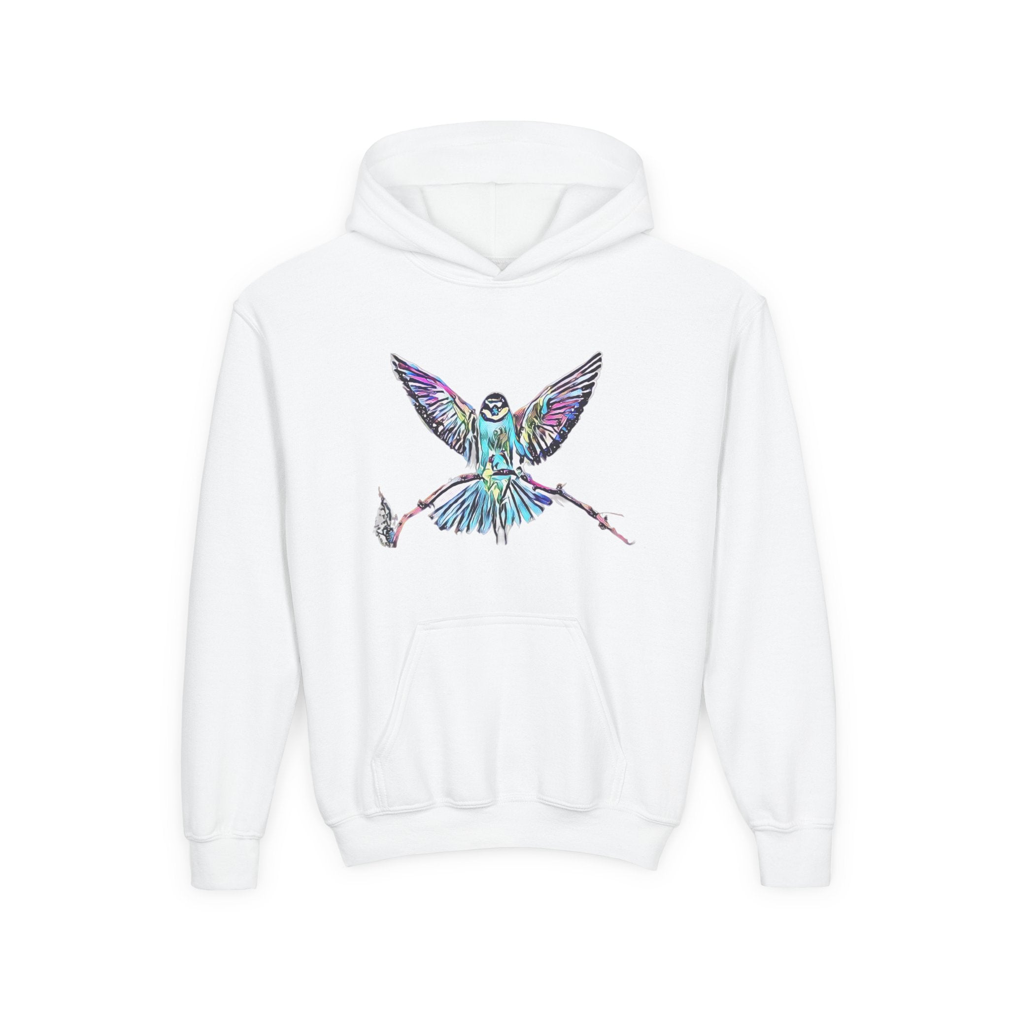 Youth Hoodie — Colorful Flying Bluebird Graphic