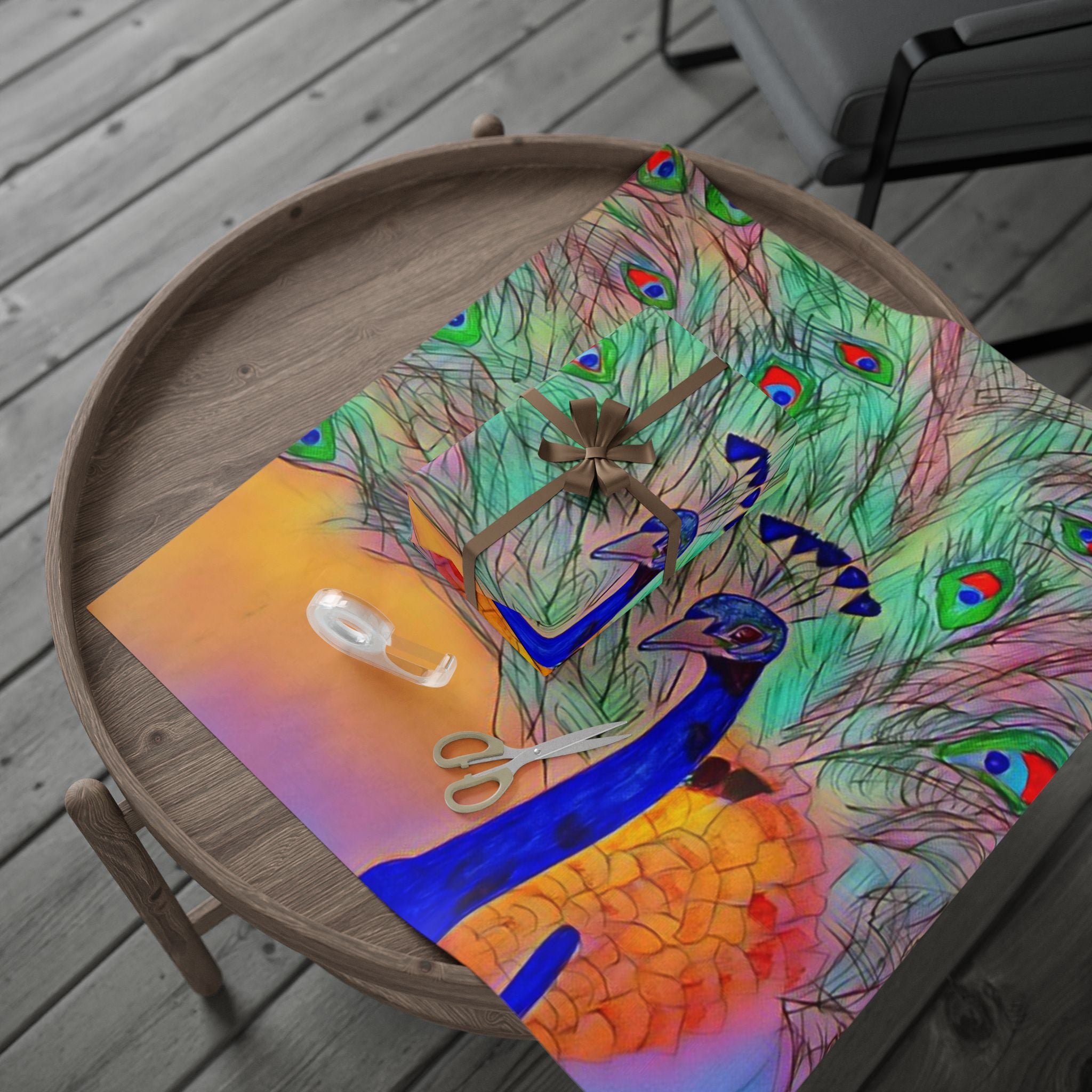 Peacock Feather Wrapping Paper – Vibrant Watercolor Gift Wrap