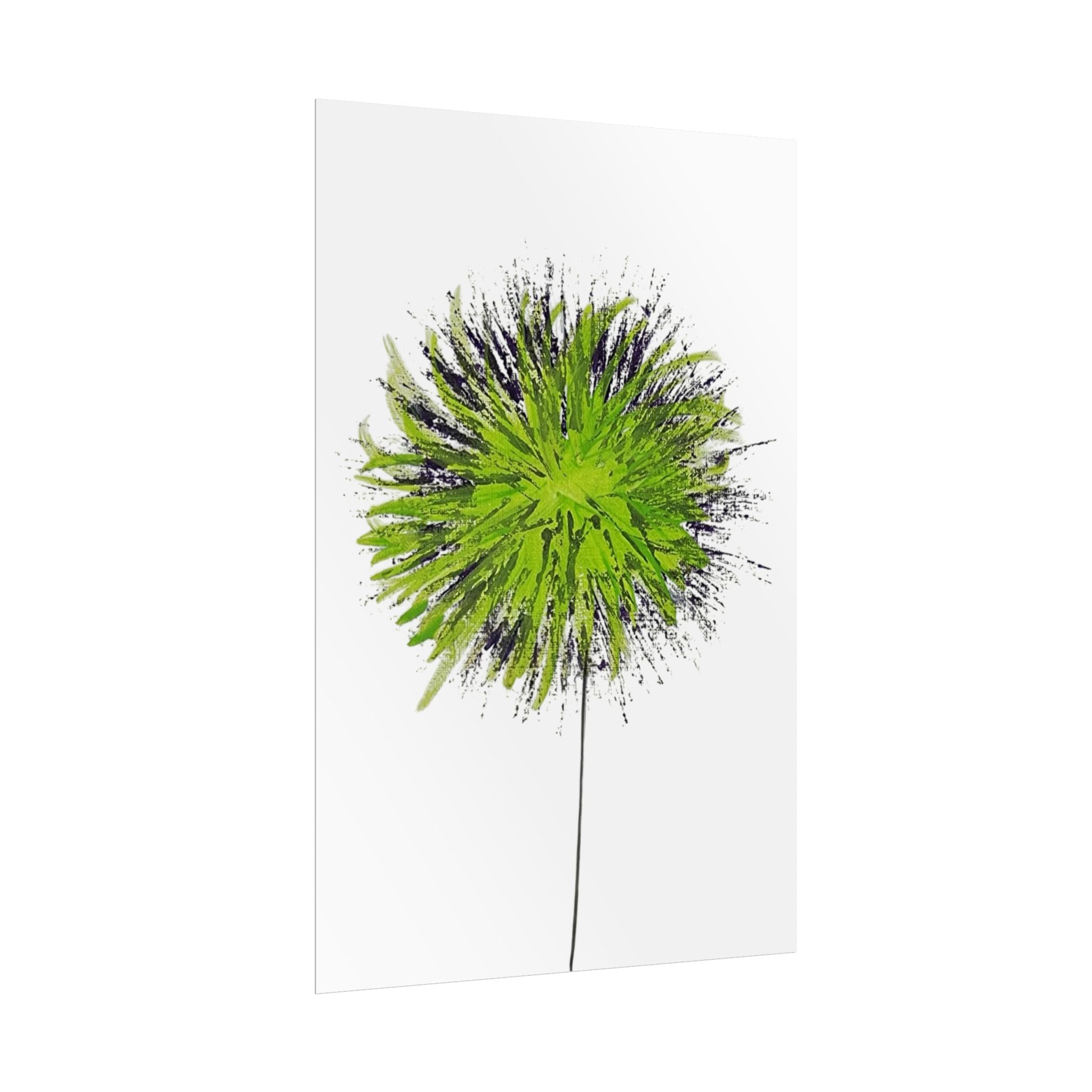 Green Burst Floral Poster — Modern Abstract Dandelion Wall Art (Rolled Poster)