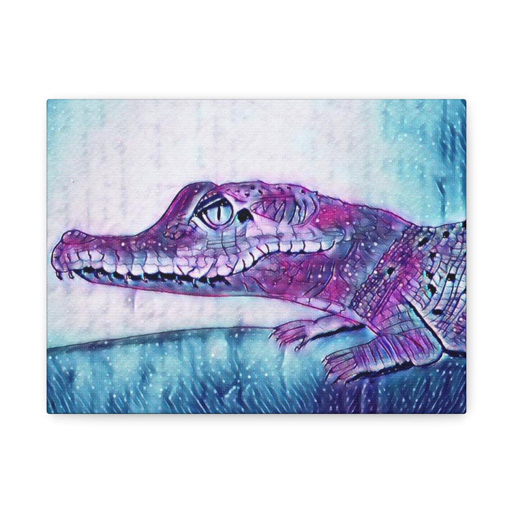 Purple Alligator Art Canvas - Matte Stretched Wall Decor