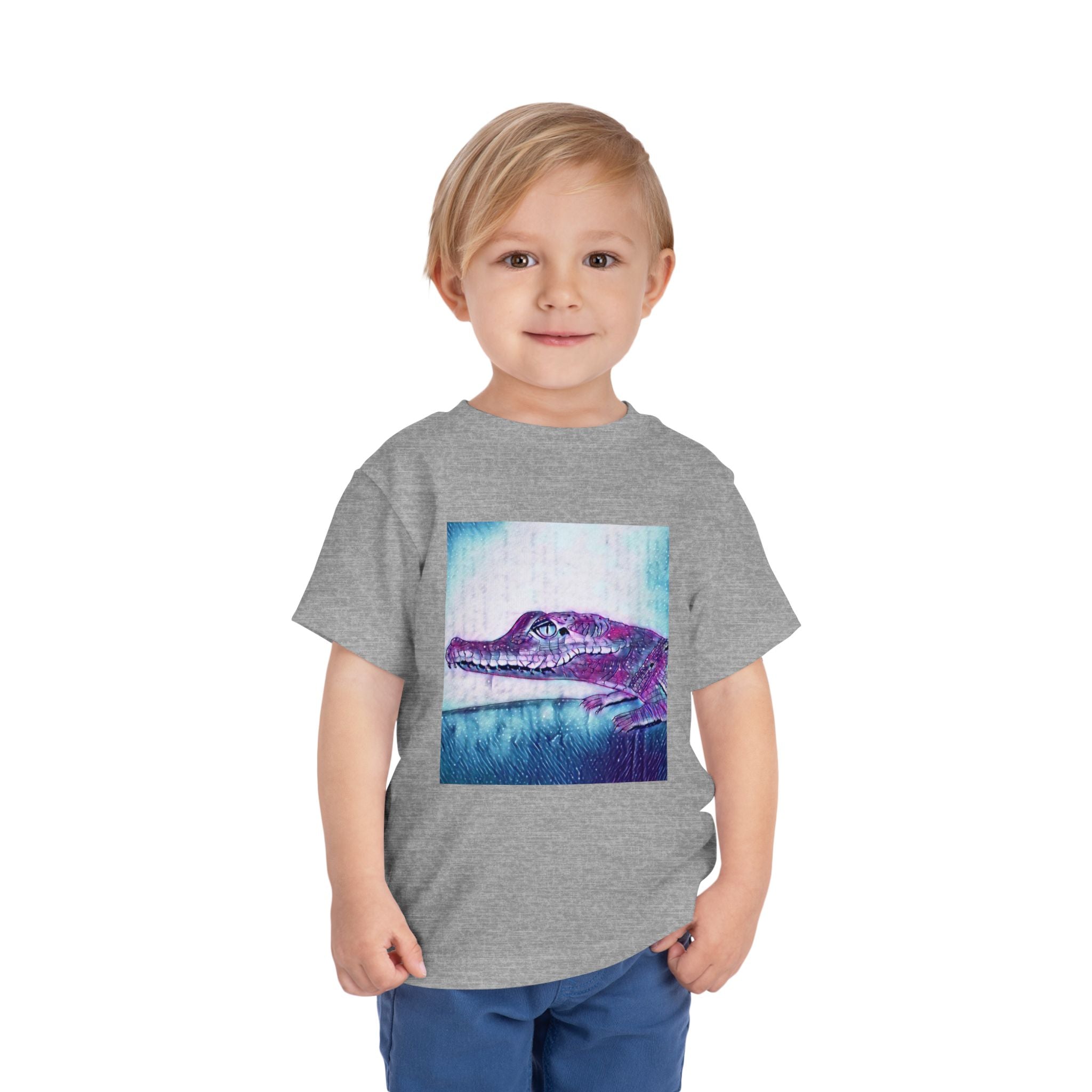 Toddler Tee — Purple Watercolor Alligator Graphic