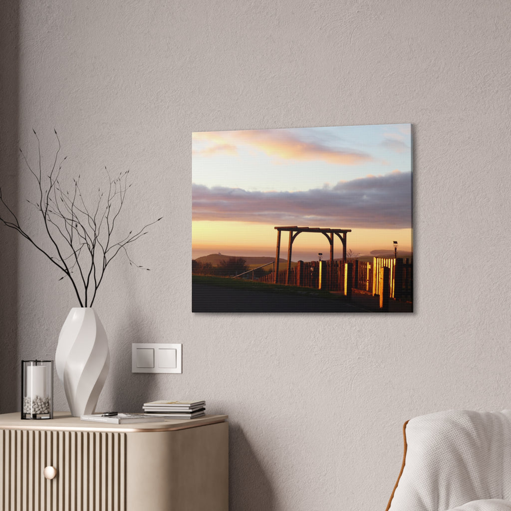Sunset Pergola Canvas Wall Art — Coastal Sunset Stretched Canvas