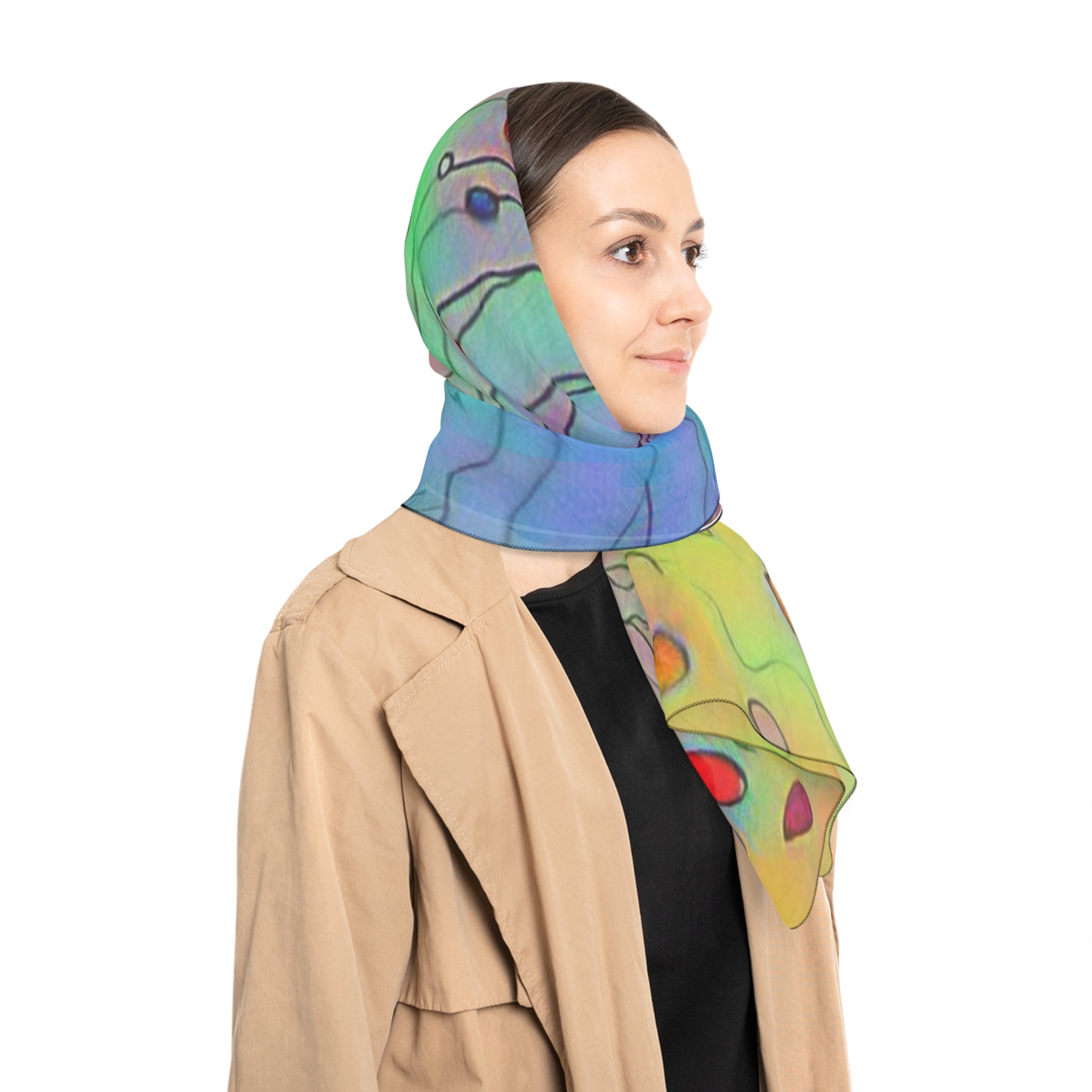 Abstract Pastel Circuitry Scarf — Lightweight Poly Fashion Scarf