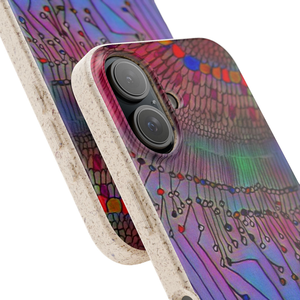 Biodegradable Phone Case — Colorful Abstract Jellyfish Design, Eco-Friendly iPhone Cover