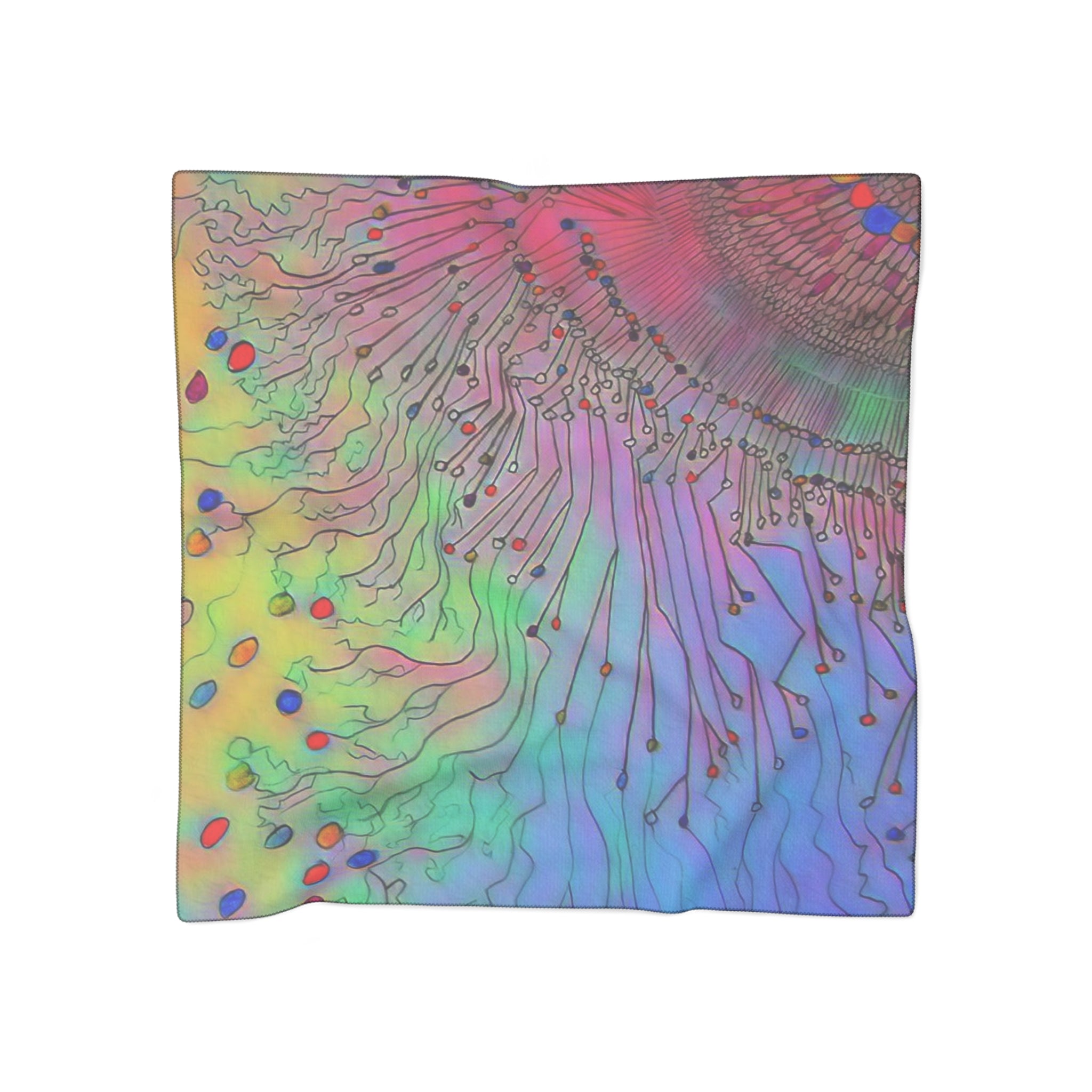 Abstract Pastel Circuitry Scarf — Lightweight Poly Fashion Scarf
