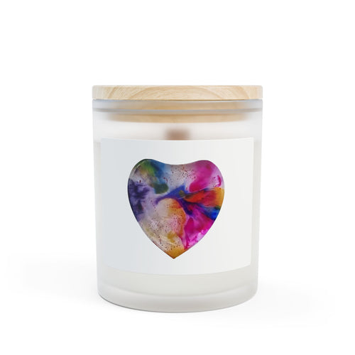 11oz Frosted Glass Candle — Colorful Heart Art Scented Candle