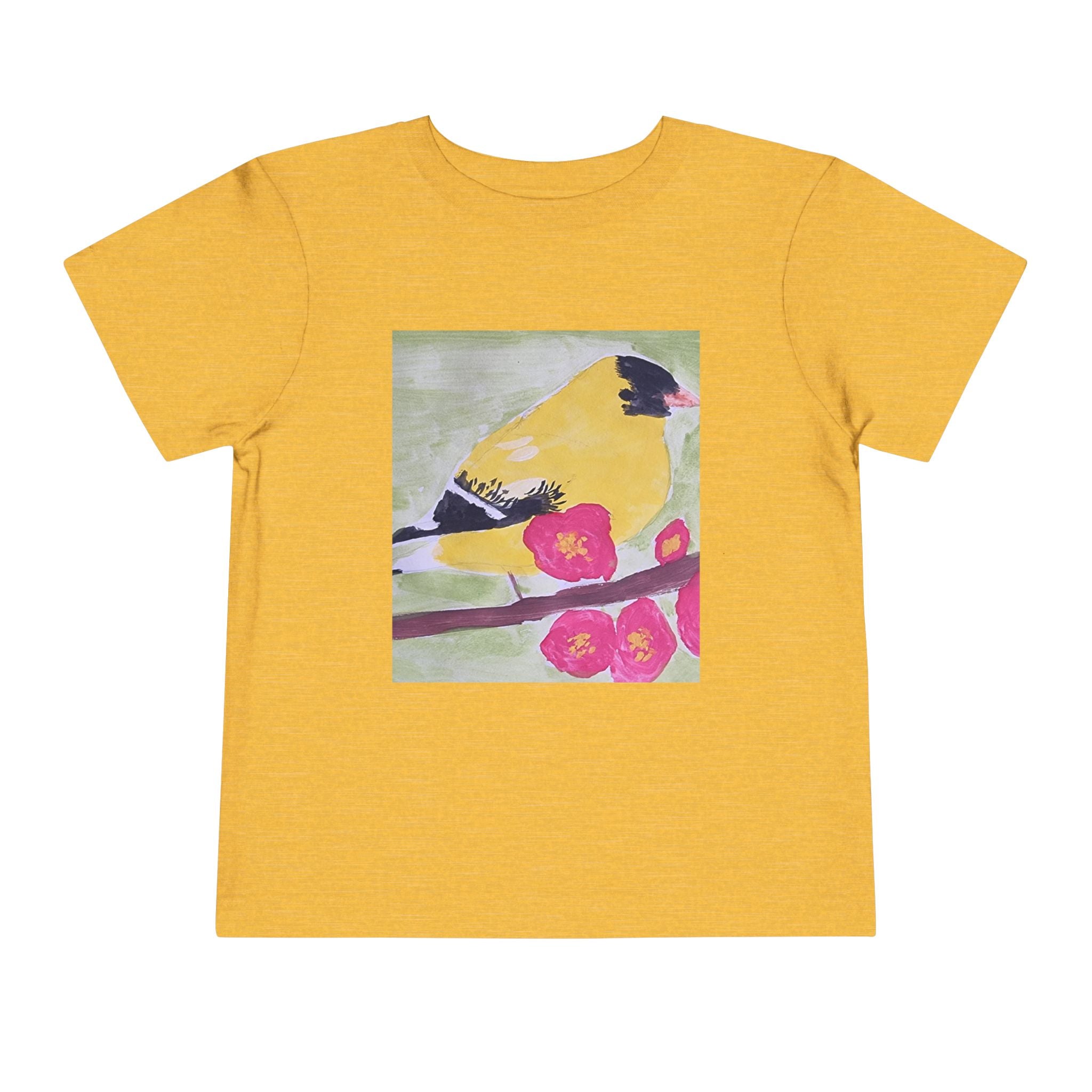 Yellow Goldfinch on Cherry Blossom Branch | Kids Spring Bird Shirt