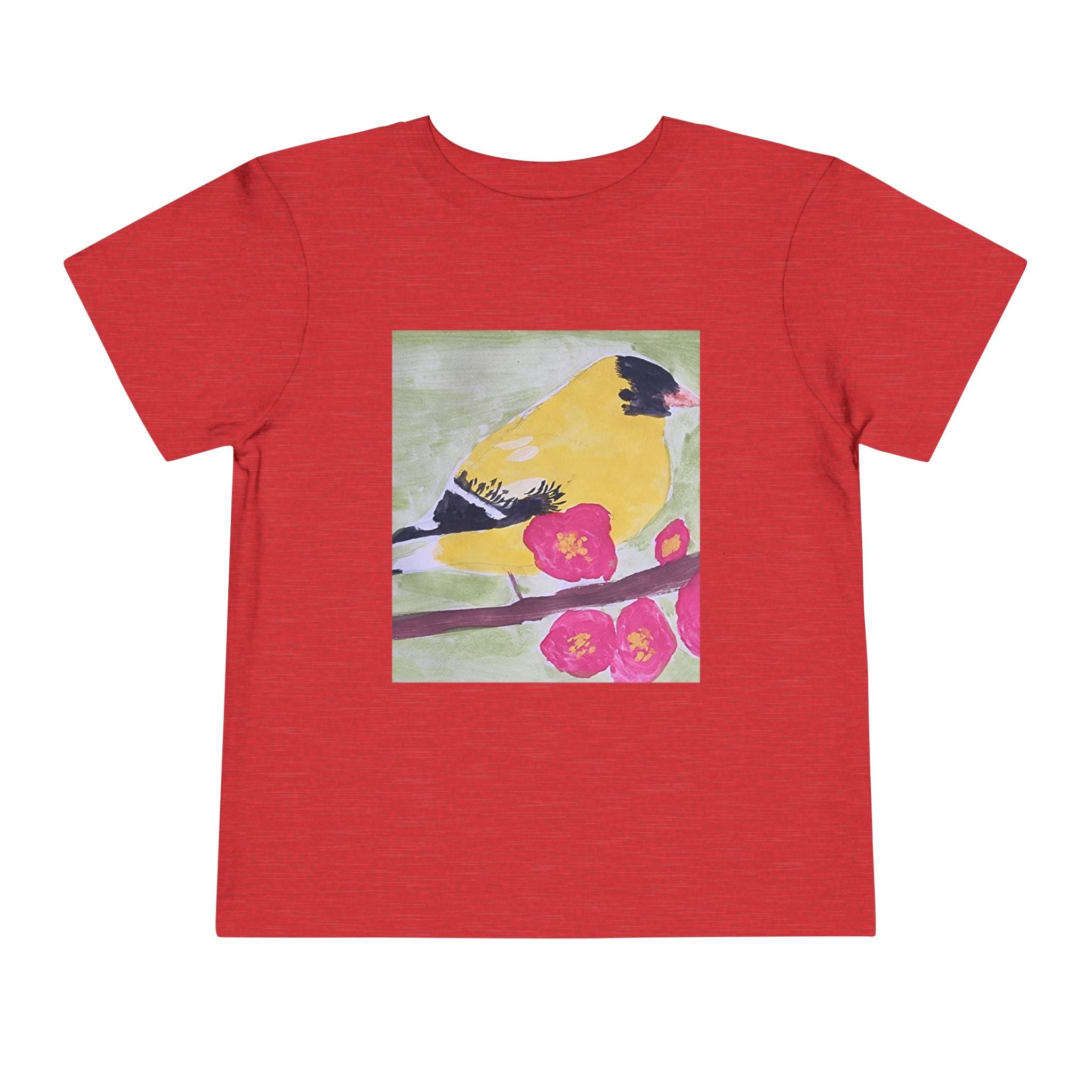 Yellow Goldfinch on Cherry Blossom Branch | Kids Spring Bird Shirt