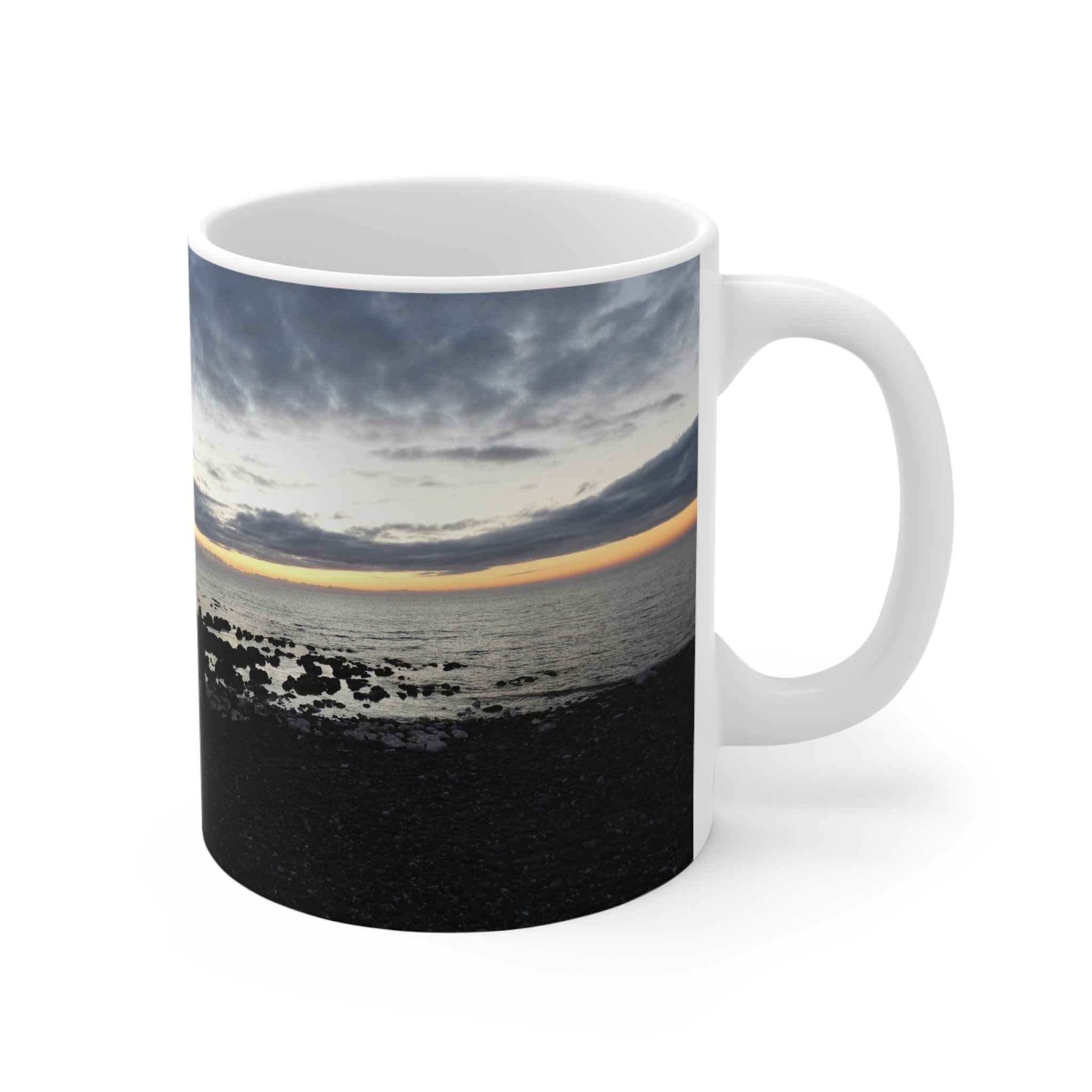 Sunset Beach Photo Mug | 11oz Coastal Sunrise Ceramic Coffee Cup | Ocean Gift