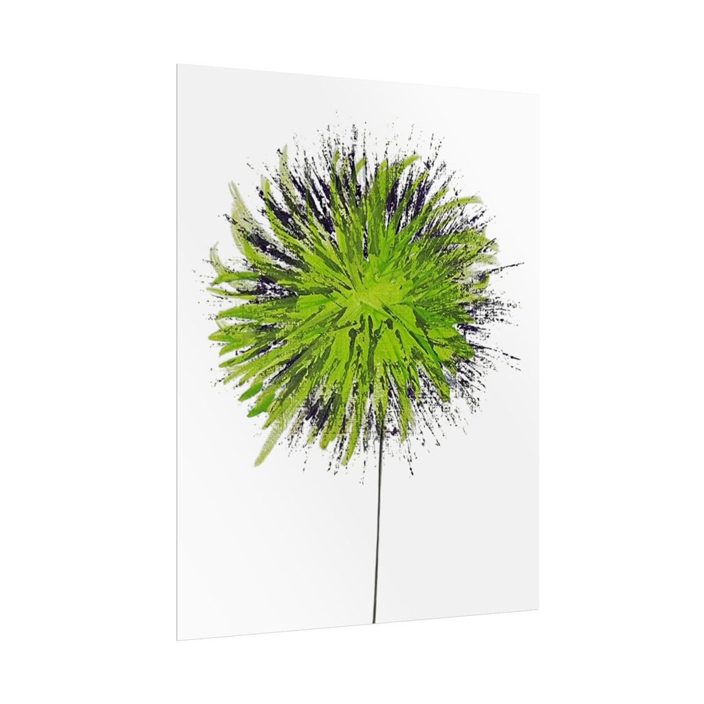 Green Burst Floral Poster — Modern Abstract Dandelion Wall Art (Rolled Poster)