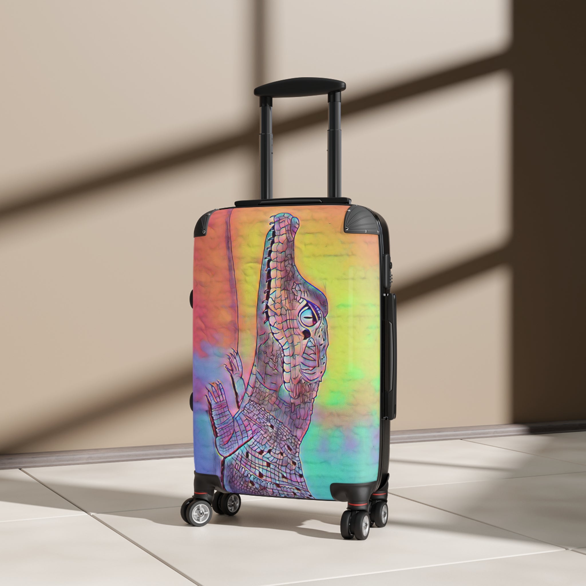 Alligator Mosaic Suitcase — Colorful Iridescent Crocodile Carry-On