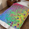 Plush Blanket – Rainbow Abstract Jellyfish Art Velveteen Throw