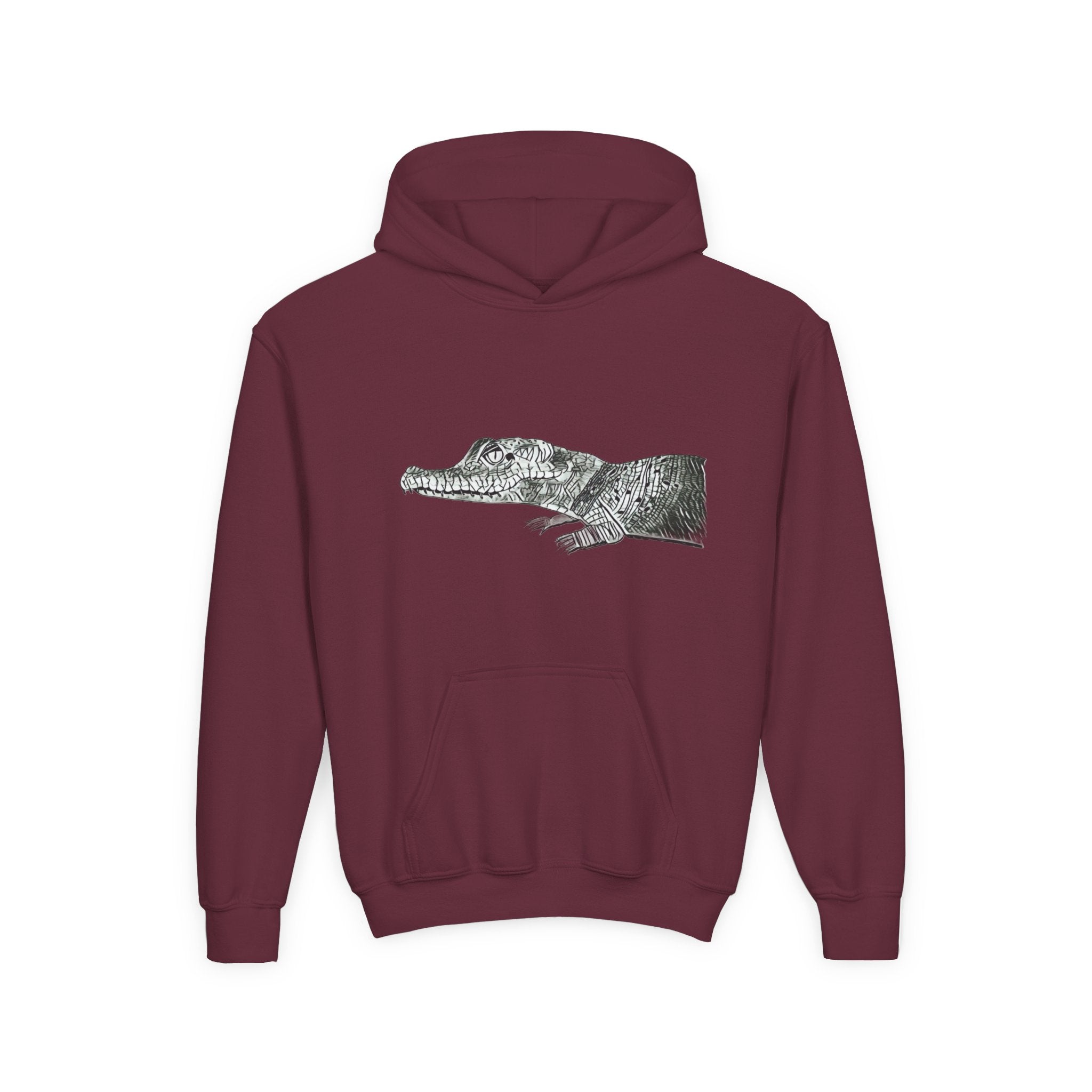 Youth Hoodie with Vintage Alligator Illustration