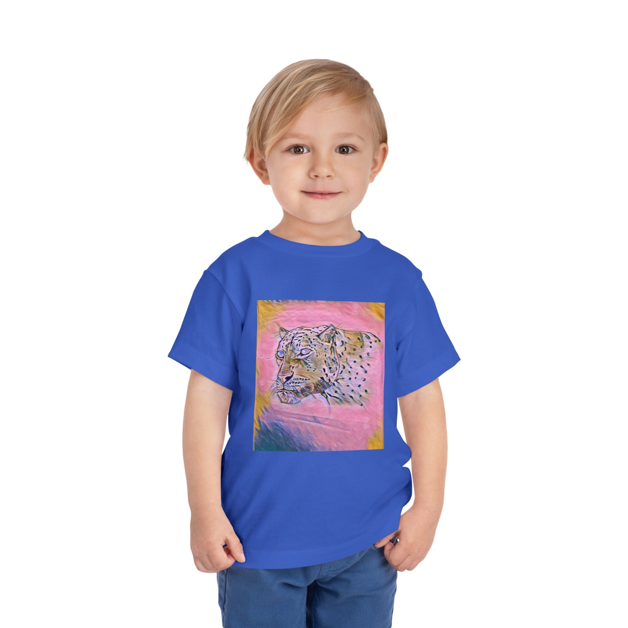 Leopard Portrait in pink Kids T-Shirt