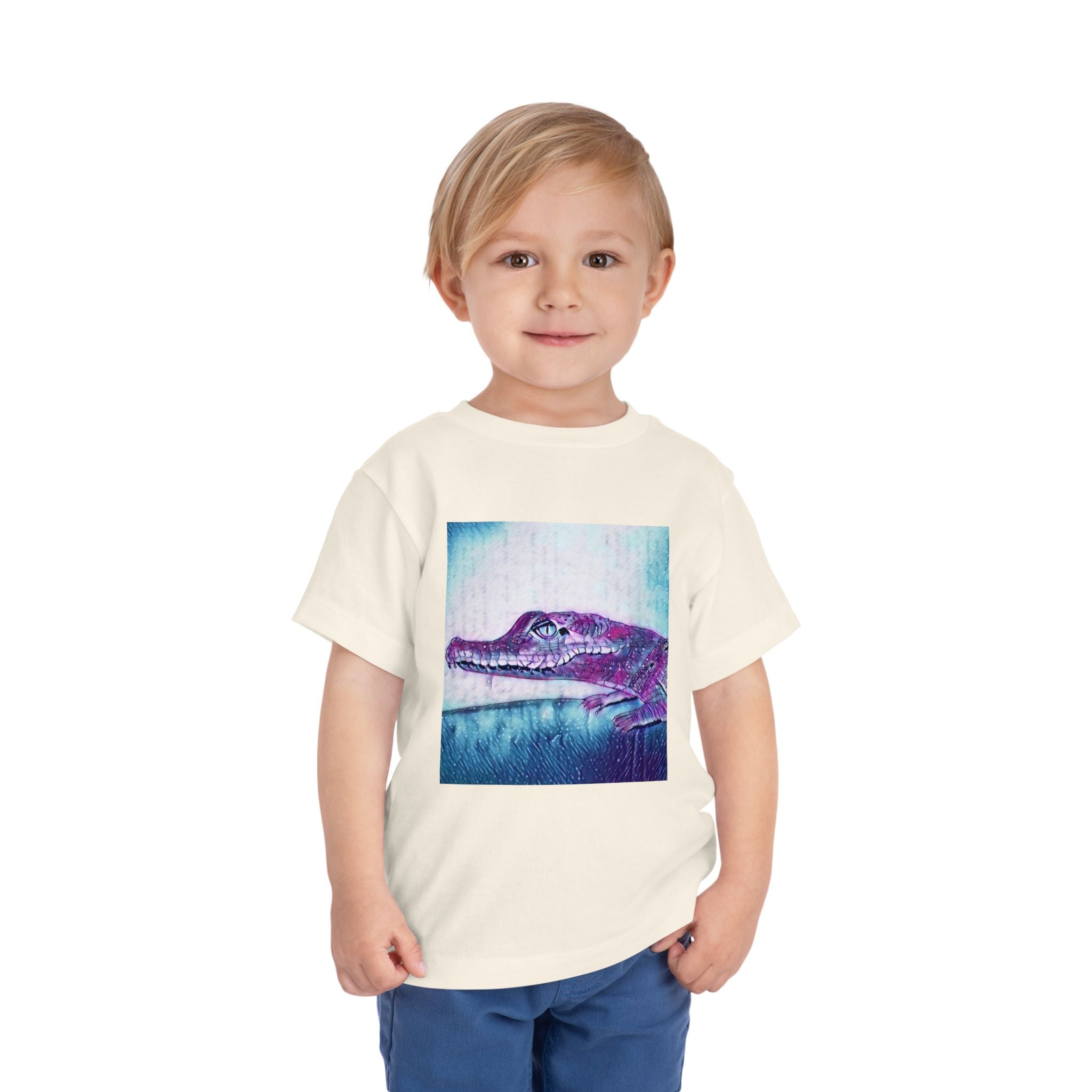 Toddler Tee — Purple Watercolor Alligator Graphic