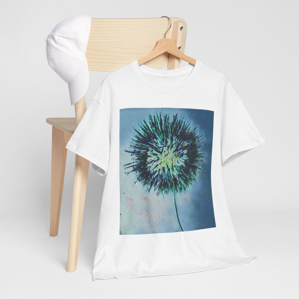 Dandelion Art T-Shirt — Ethereal Blue Floral Graphic Tee