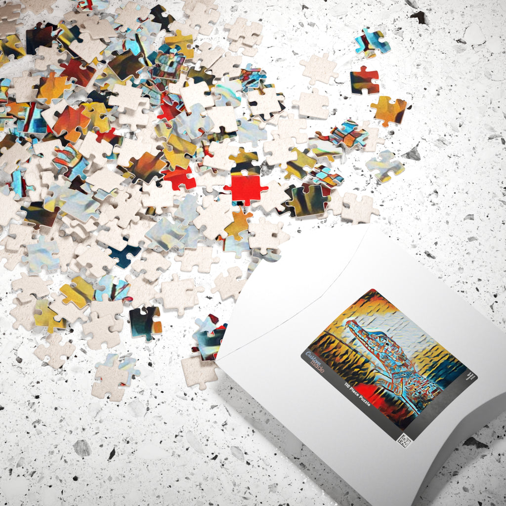 Alligator Art Puzzle — Colorful Mosaic Gator Jigsaw (110/252/520/1014 pcs)