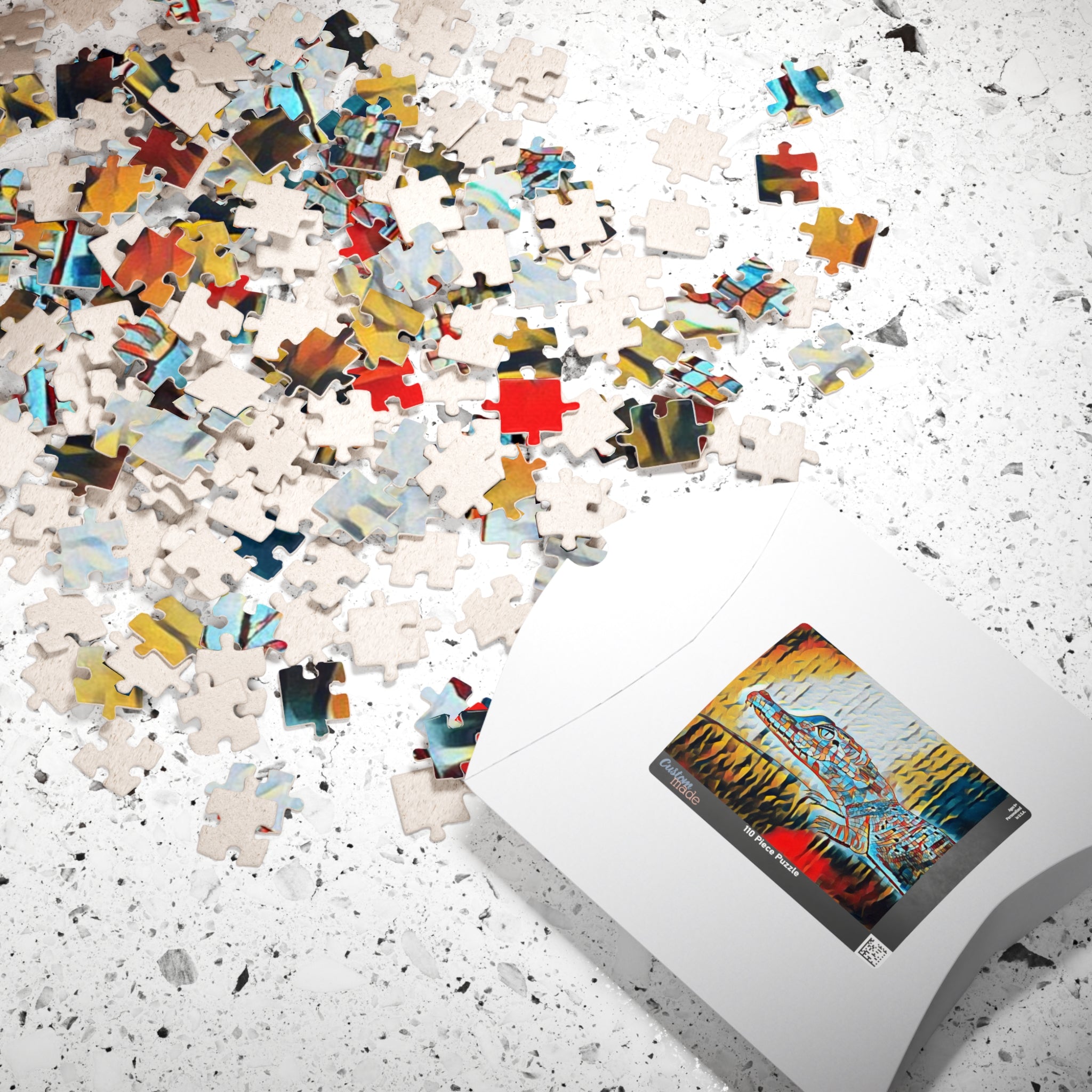 Alligator Art Puzzle — Colorful Mosaic Gator Jigsaw (110/252/520/1014 pcs)