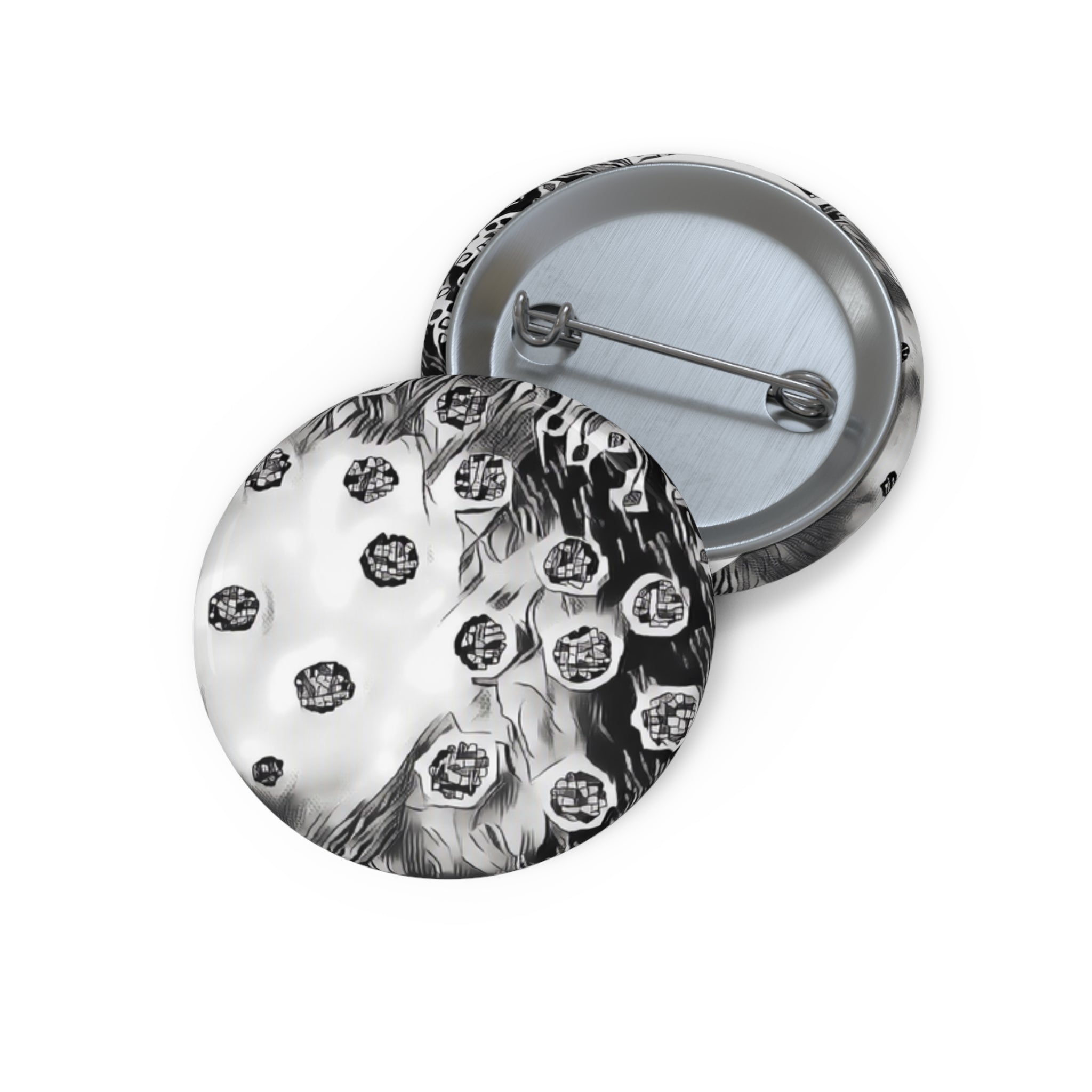 Black & White Abstract Dot Pin Button — Vintage Polka Accent Badge