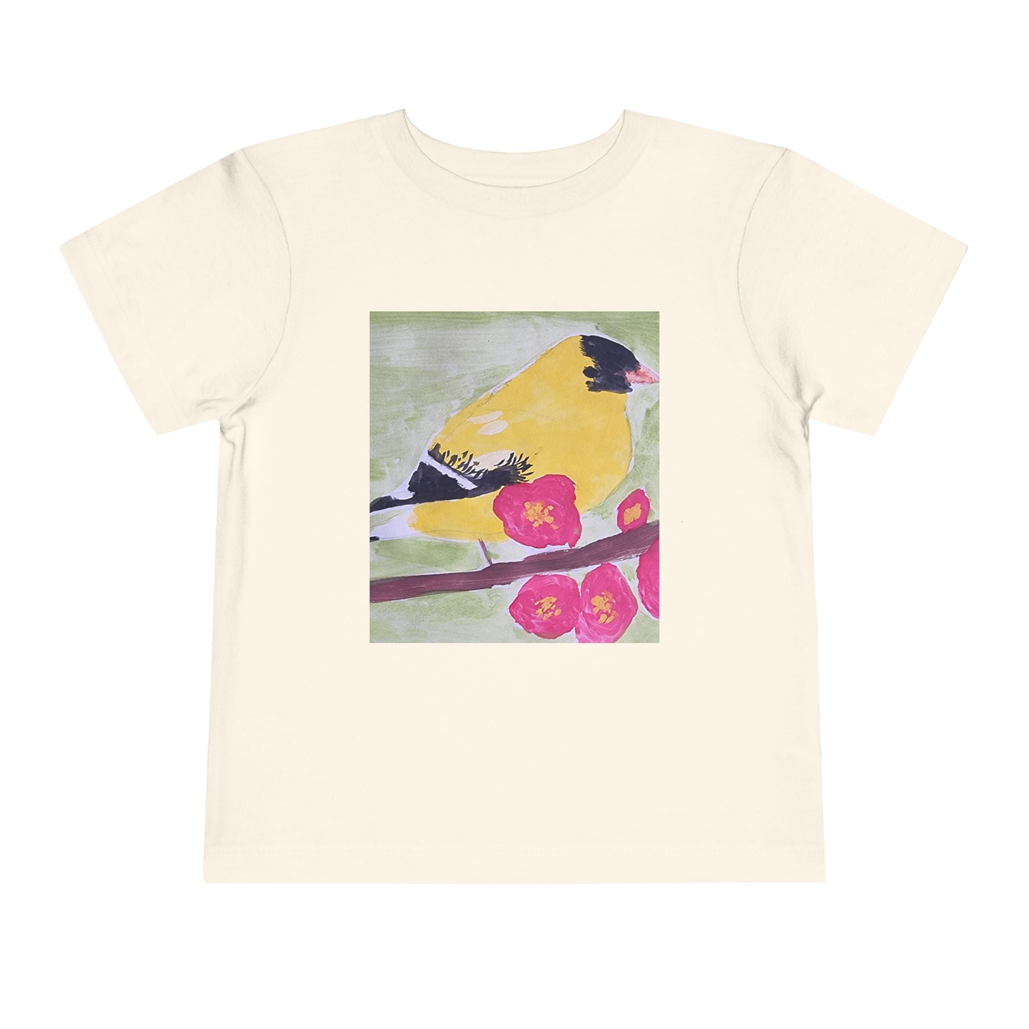 Yellow Goldfinch on Cherry Blossom Branch | Kids Spring Bird Shirt