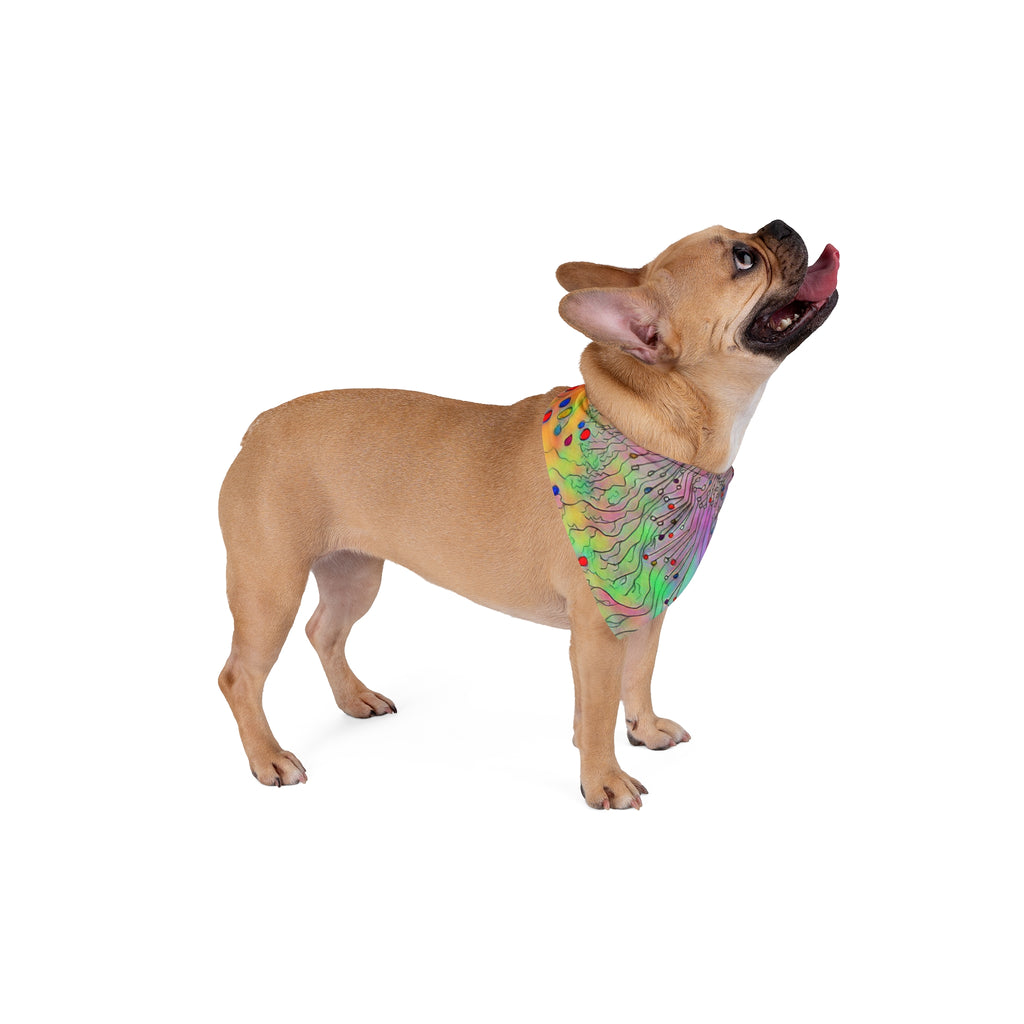Psychedelic Rainbow Pet Bandana — Vibrant Abstract Floral Design for Dogs & Cats