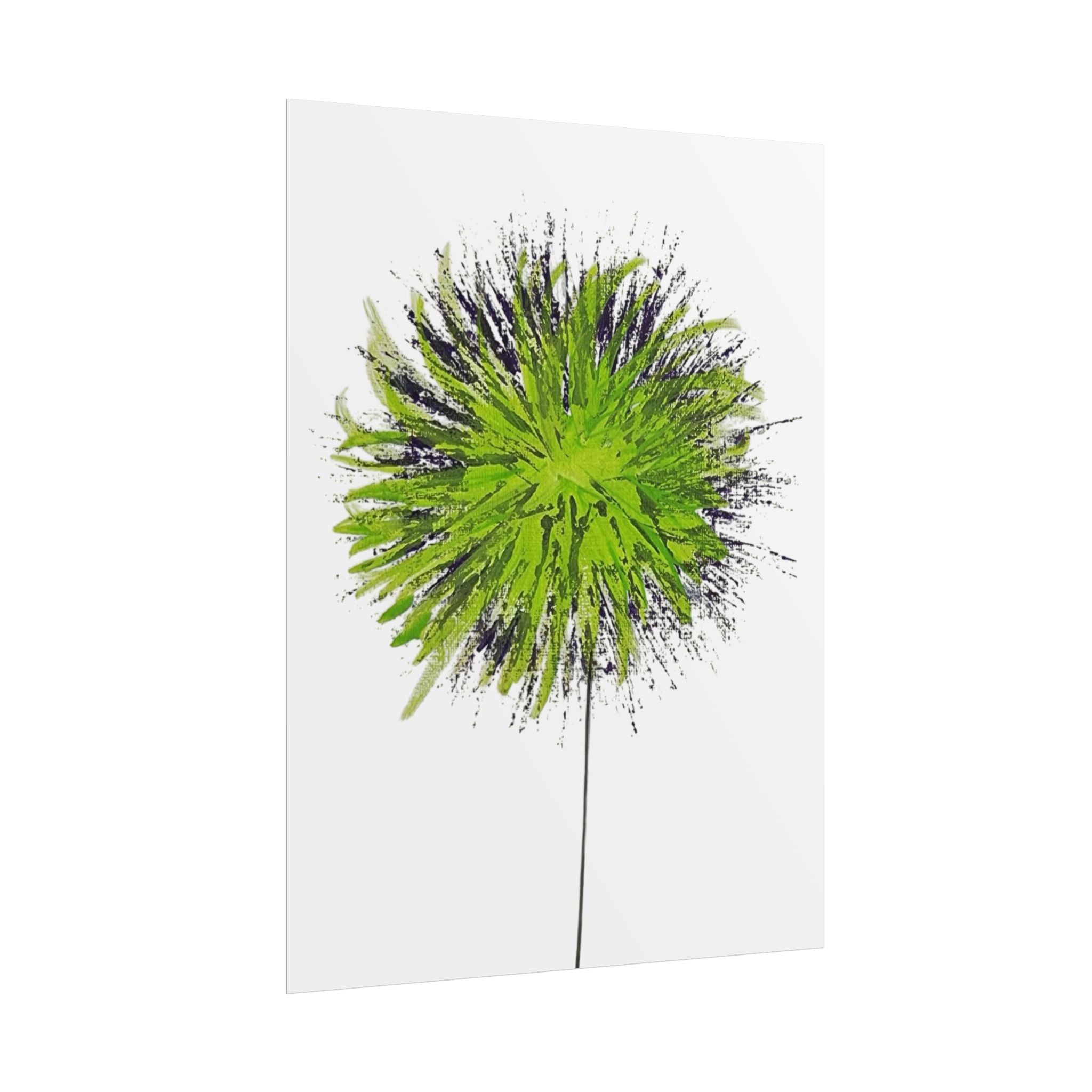 Green Burst Floral Poster — Modern Abstract Dandelion Wall Art (Rolled Poster)