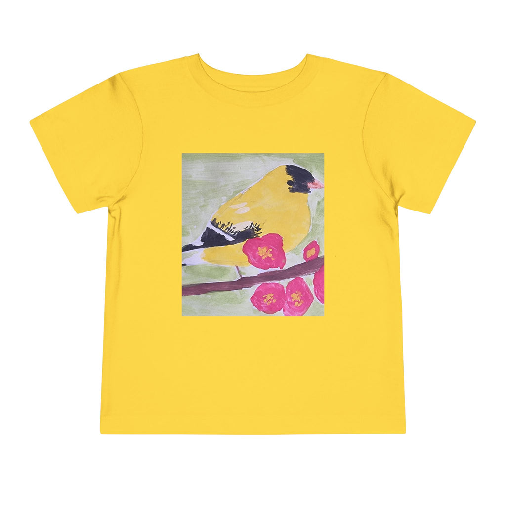 Yellow Goldfinch on Cherry Blossom Branch | Kids Spring Bird Shirt
