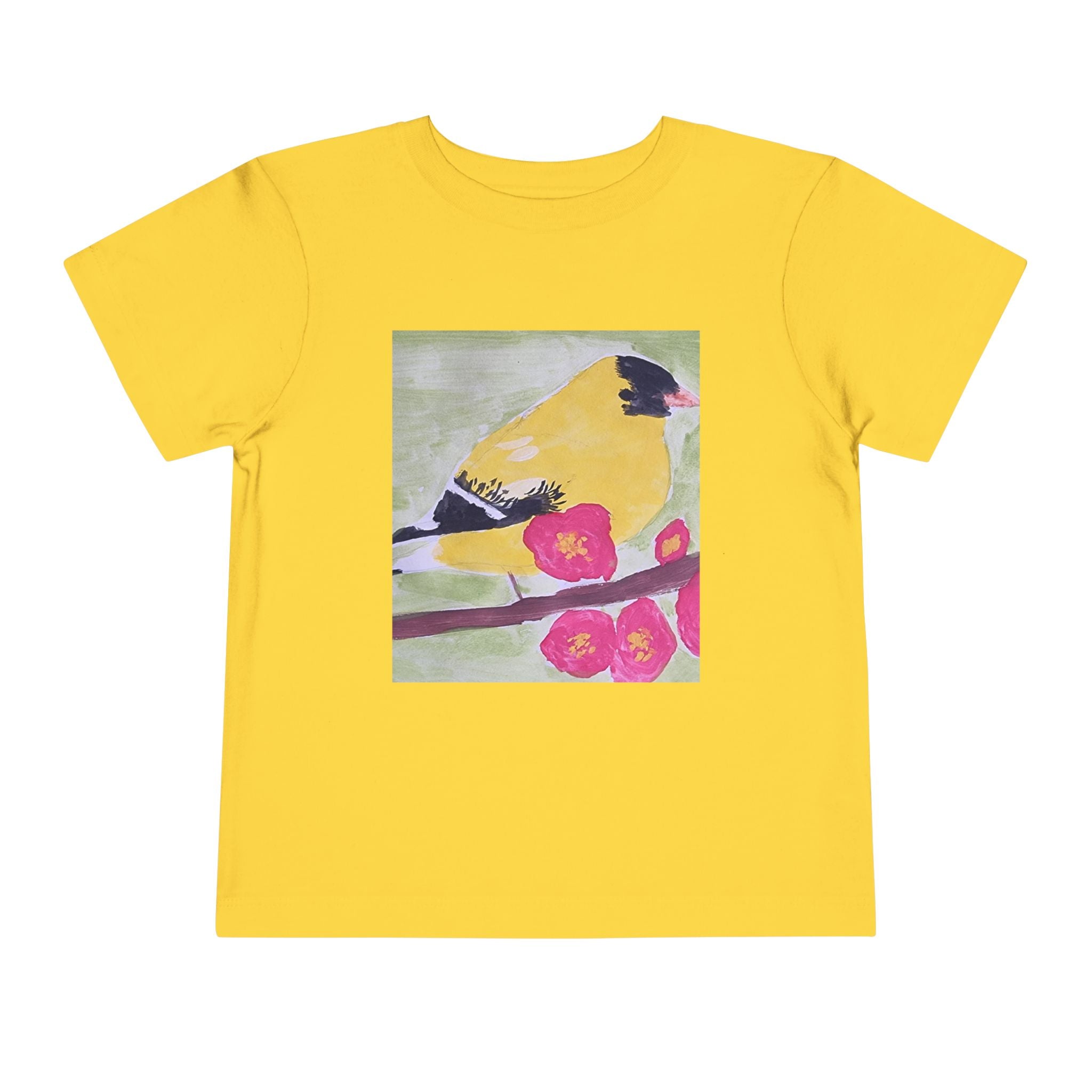 Yellow Goldfinch on Cherry Blossom Branch | Kids Spring Bird Shirt