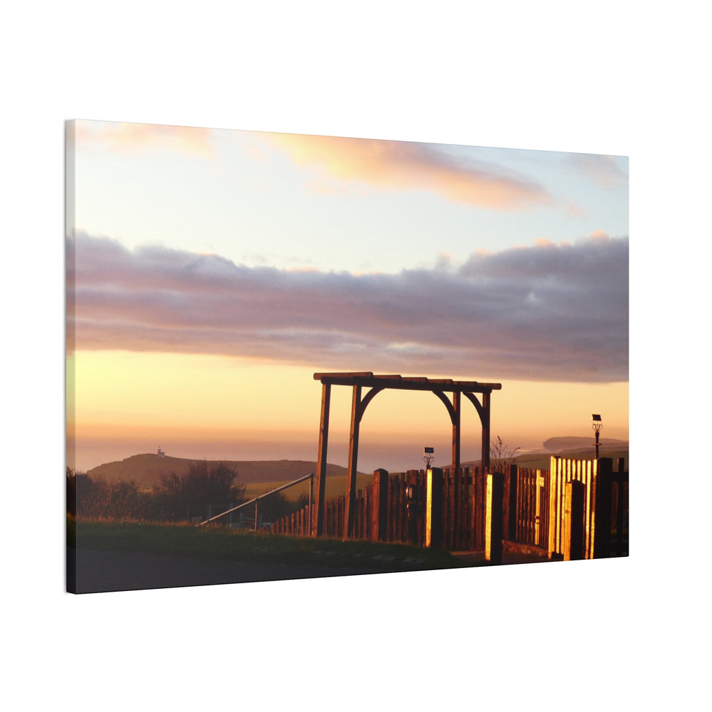 Sunset Pergola Canvas Wall Art — Coastal Sunset Stretched Canvas
