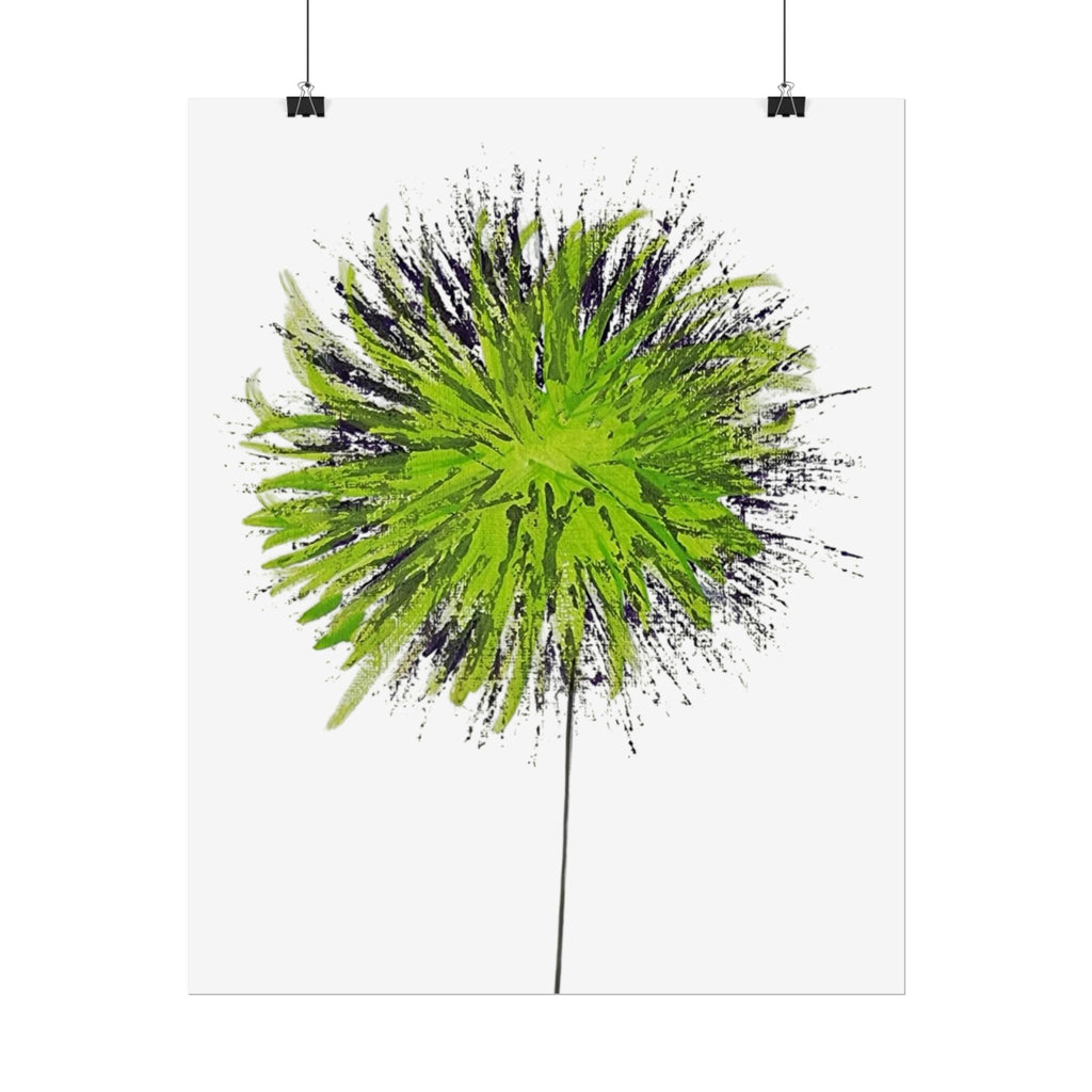 Green Burst Floral Poster — Modern Abstract Dandelion Wall Art (Rolled Poster)
