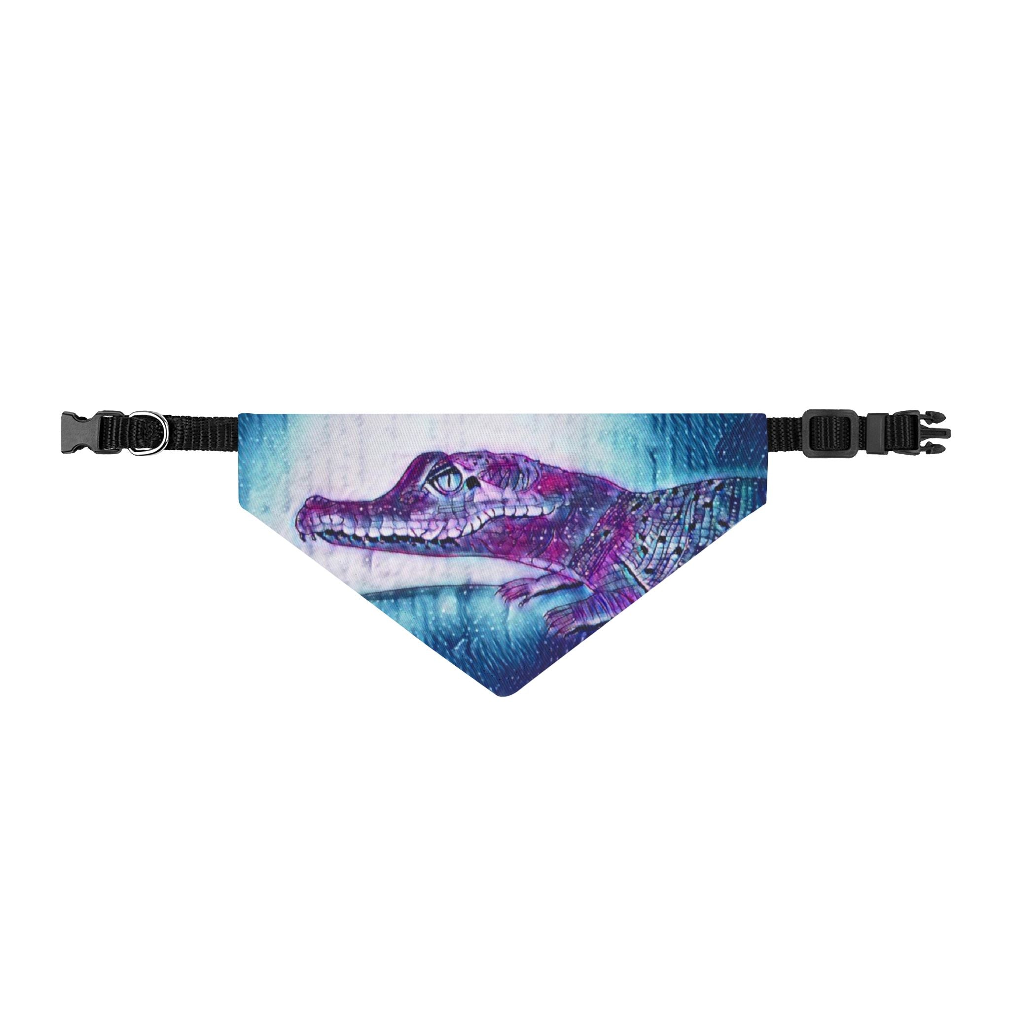 Alligator Clip-On Pet Bandana — Purple Watercolor Gator Collar Accessory
