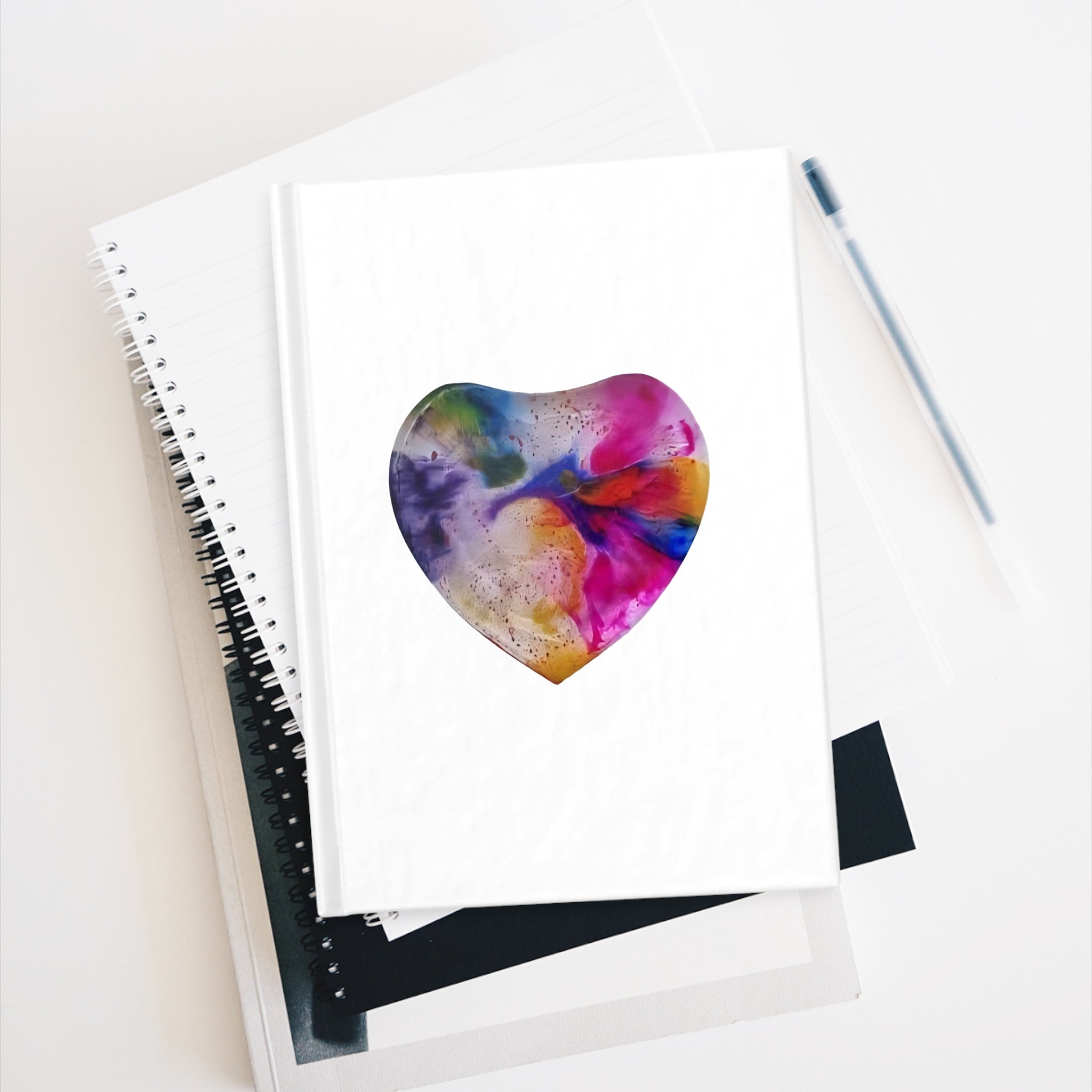 Watercolor Heart Journal | Blank Notebook, Colorful Abstract Hearts