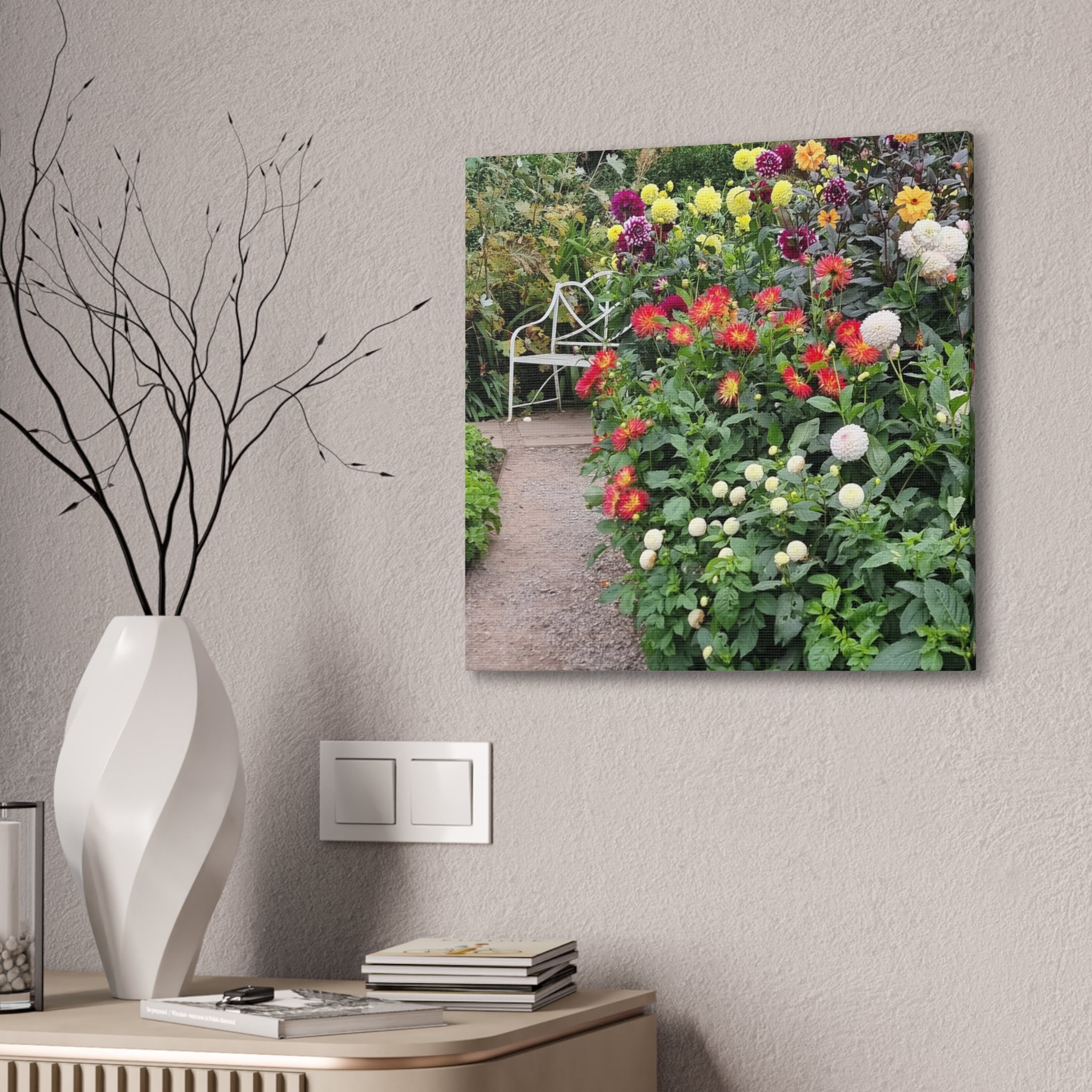Floral Garden Path Canvas Print — Stretched Wall Art